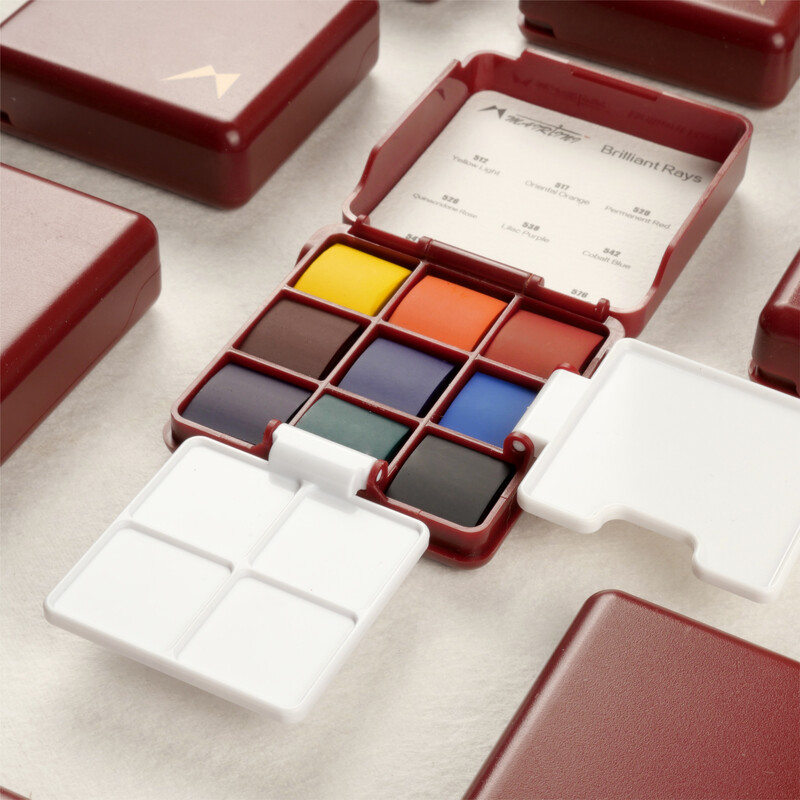 MAIRTINI Kelionių akvarelinių dažų rinkinys 9 spalvų mini nešiojama paletė, vientisa akvarelinių dažų piešimo piešimo popierius, meno reikmenys