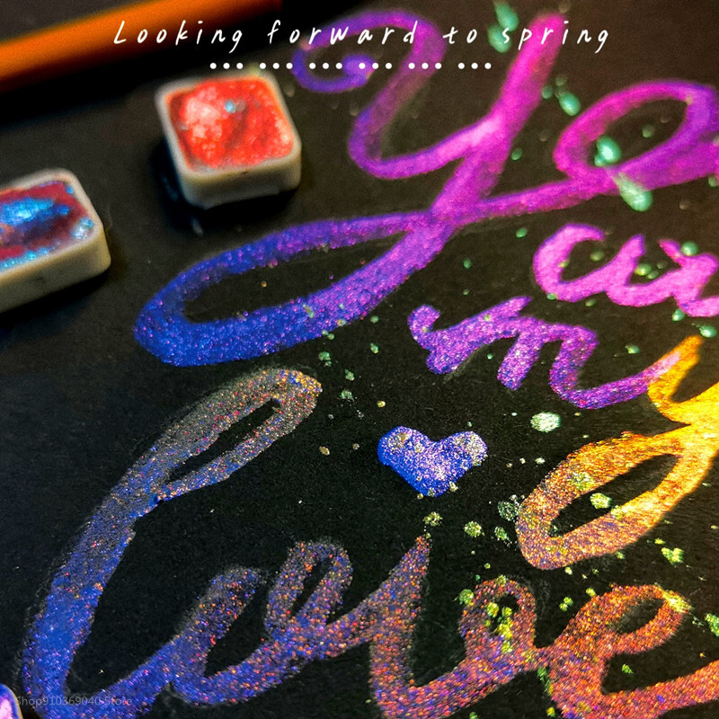 Sedefasta akvarel boja Chameleon Sjajni metalik čvrsti Acuarelas crtež Nail Art pribor za akvarel slikanje