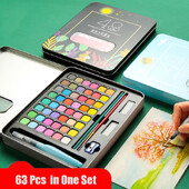 48 vnt. tapyba Spalvos Akvarelė Piešimas Tvirti pigmentai Metalinė dėžutė menininkams raštinės reikmenims Profesionalios dovanos