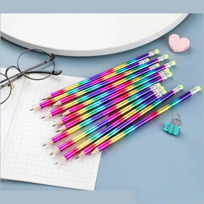 12 vnt HB Starry Sky mediniai pieštukai, eskizų rašymo pieštukų rinkinys Mieli mokykliniai raštinės reikmenys Kawaii reikmenys mokiniams