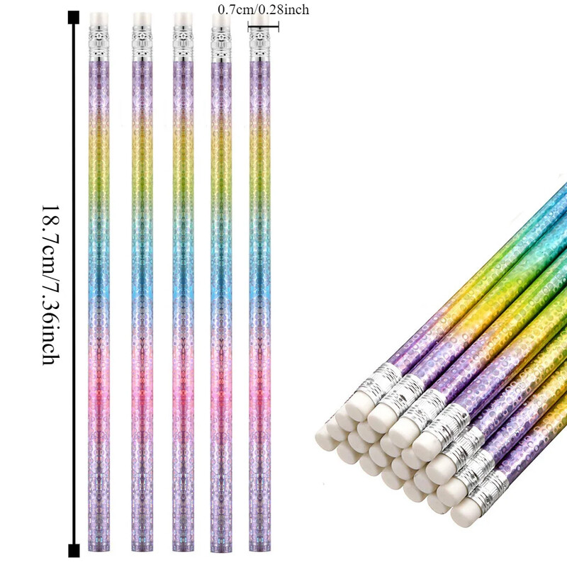 12 vnt HB Starry Sky mediniai pieštukai, eskizų rašymo pieštukų rinkinys Mieli mokykliniai raštinės reikmenys Kawaii reikmenys mokiniams