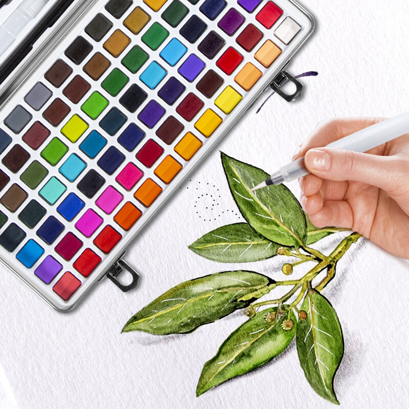 Profesionalus naujas 168 spalvų kietų akvarelinių dažų rinkinys akvarelinių pigmentų nešiojamasis geležies dėžutė pradedantiesiems piešimo meno reikmenys