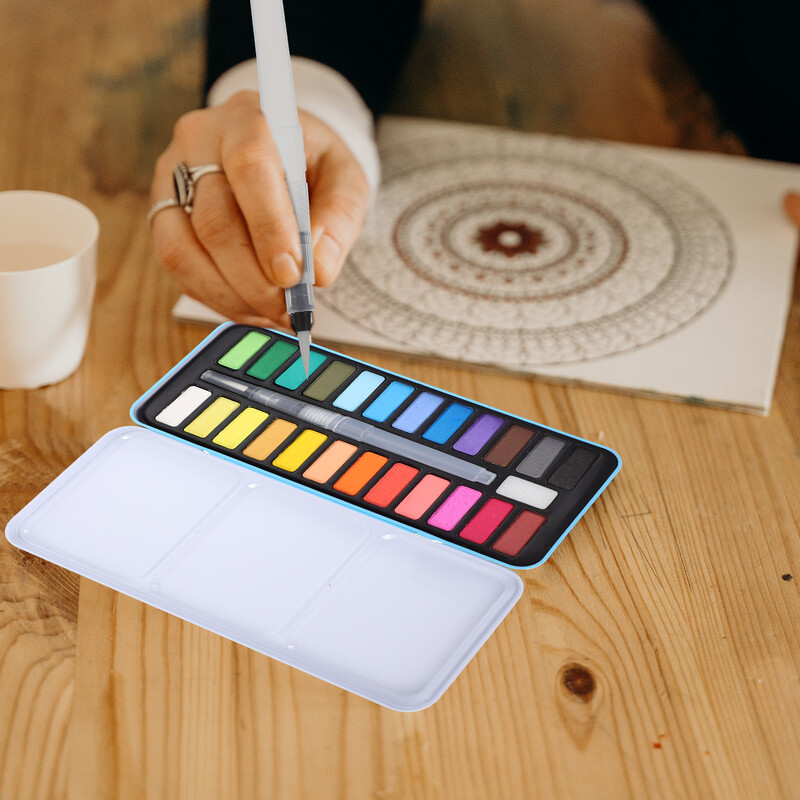 Kit de acuarelă solidă, convenabil, multifuncțional, pentru desen, vopsea guașă, accesoriu profesional, vopsele de acuarelă