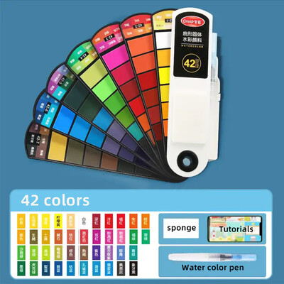 Nešiojamas vientisas akvarelinių dažų rinkinys 18/24/36/42 spalvų akvarelinė spalva su rašikliu pradedantiesiems studentams, piešiantiems mokyklines reikmenis