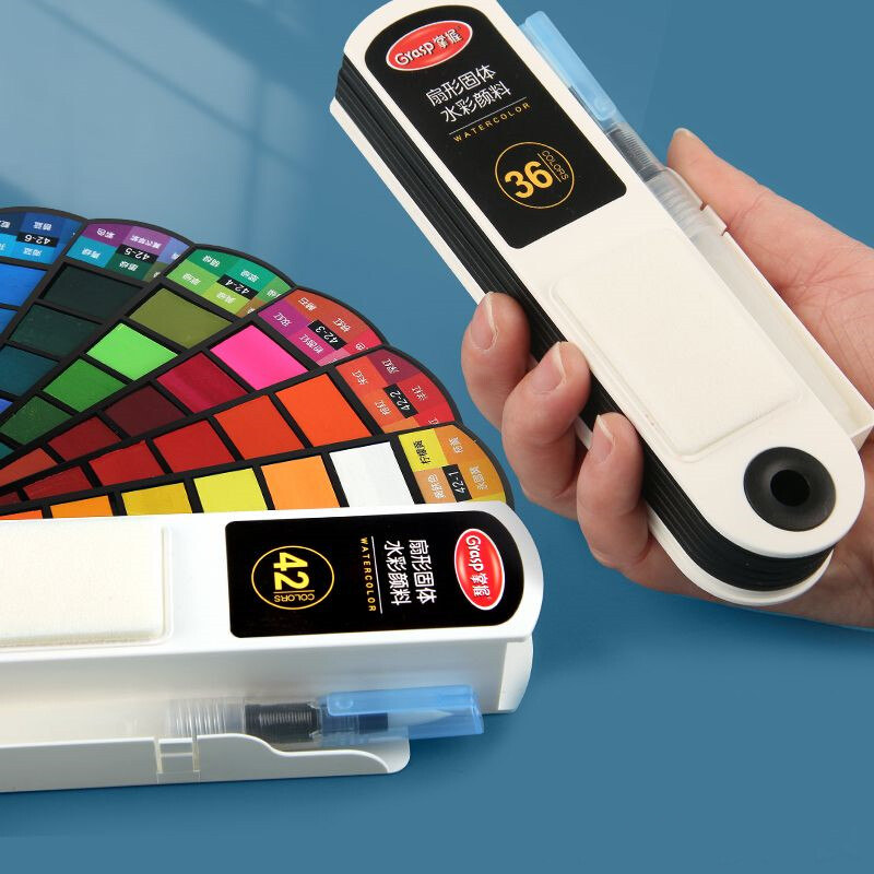 Nešiojamas vientisas akvarelinių dažų rinkinys 18/24/36/42 spalvų akvarelinė spalva su rašikliu pradedantiesiems studentams, piešiantiems mokyklines reikmenis