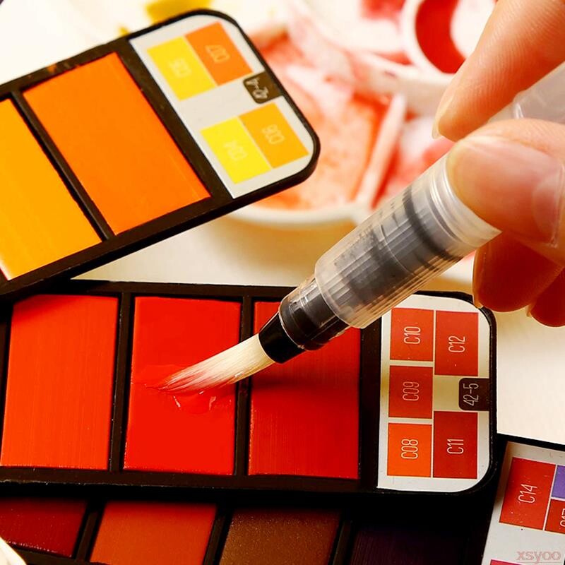 Nešiojamas vientisas akvarelinių dažų rinkinys 18/24/36/42 spalvų akvarelinė spalva su rašikliu pradedantiesiems studentams, piešiantiems mokyklines reikmenis