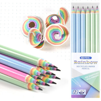 Rainbow Paper Pencil 12/box Student HB Sketch Sketch Writing Pen School Ζωγραφική Γραφική ύλη Είδη γραφείου Δώρο για την ημέρα των παιδιών