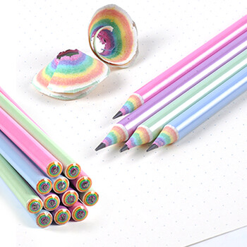 Rainbow Paper Pencil 12/box Student HB Sketch Sketch Writing Pen School Ζωγραφική Γραφική ύλη Είδη γραφείου Δώρο για την ημέρα των παιδιών