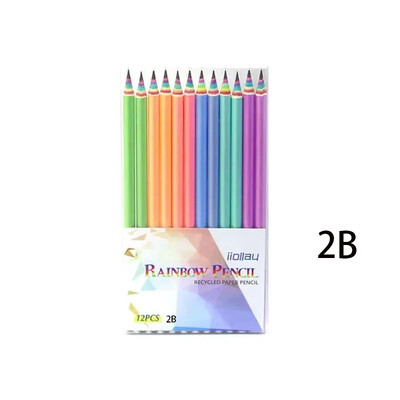Rainbow popierinis pieštukas 12 / dėžutė Studentas HB Eskizas Rašymas Pieštukas Mokyklinis Tapyba Kanceliarinės prekės Biuro reikmenys Vaikų dienos dovana