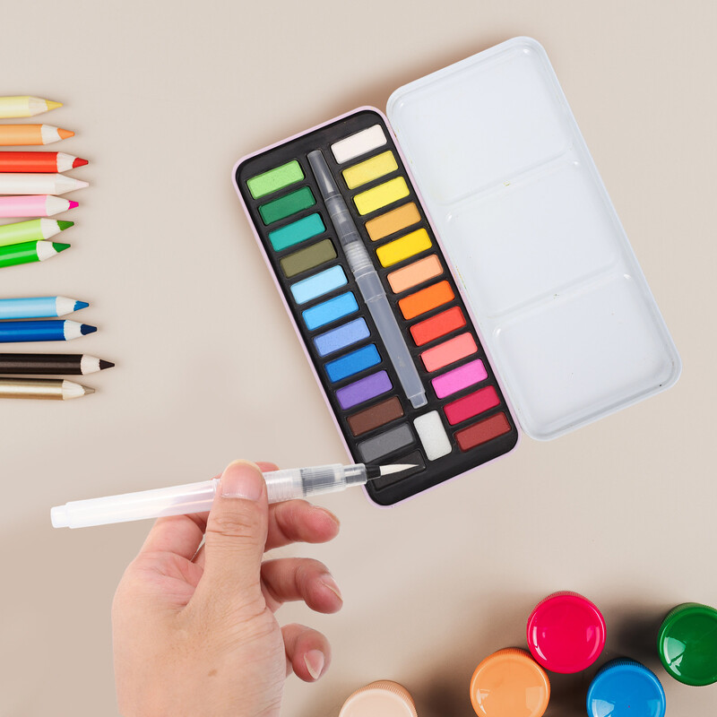 Jednobojni dodaci za crtanje u akvarelu, višenamjenski set za gvaš boje, metalni, višenamjenski, profesionalni, plastični, dječja putovanja