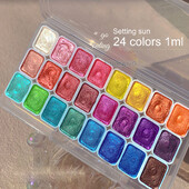 24-värviline Pearl akvarellpigmendi komplekt – erksad kunstnikud – kindel pakend Hiina maalimiseks, küünepigment