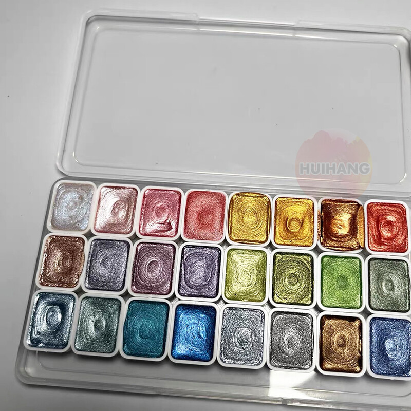Set bisernih akvarelnih pigmenata u 24 boje - živopisna umjetnost - čvrsto pakiranje za kinesko slikanje, pigment za nokte