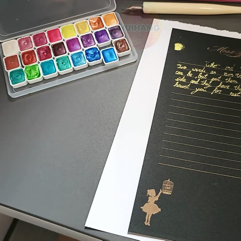 Set bisernih akvarelnih pigmenata u 24 boje - živopisna umjetnost - čvrsto pakiranje za kinesko slikanje, pigment za nokte