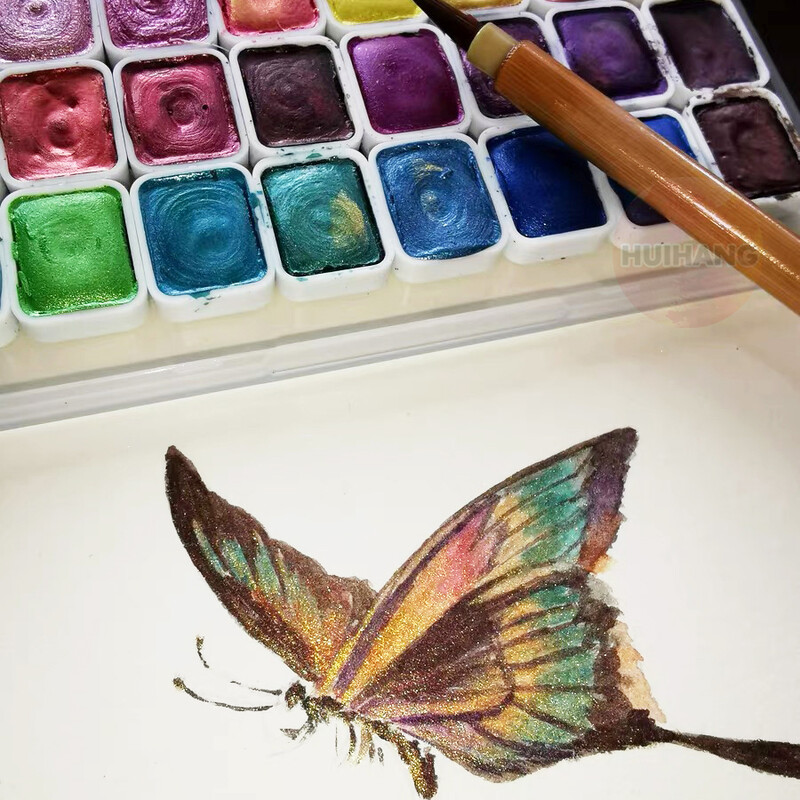 Set bisernih akvarelnih pigmenata u 24 boje - živopisna umjetnost - čvrsto pakiranje za kinesko slikanje, pigment za nokte