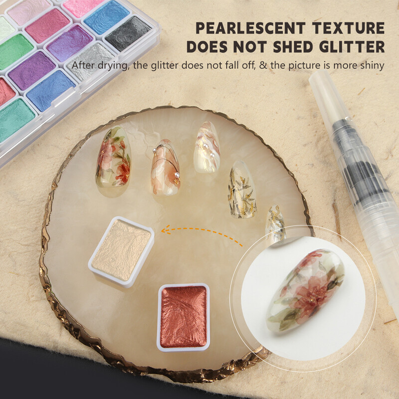 SeamiArt 20 24 36 48 60 Colors Pearlescent Σετ ακουαρέλας για Σχέδιο Ζωγραφική Γράψιμο Nail Art Creation Art Supplies