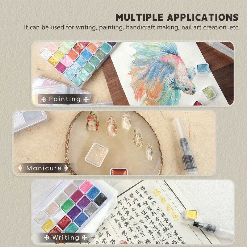 SeamiArt 20 24 36 48 60 Colors Pearlescent Σετ ακουαρέλας για Σχέδιο Ζωγραφική Γράψιμο Nail Art Creation Art Supplies
