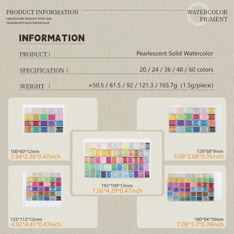 SeamiArt 20 24 36 48 60 Colors Pearlescent Σετ ακουαρέλας για Σχέδιο Ζωγραφική Γράψιμο Nail Art Creation Art Supplies