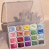 20 boja, 3 ml jednobojni set akvarelnih pigmenata, zlatni, srebrni prah, mineralni biserni pigment, svjetlucavi metalik, set umjetničkih akvarelnih boja