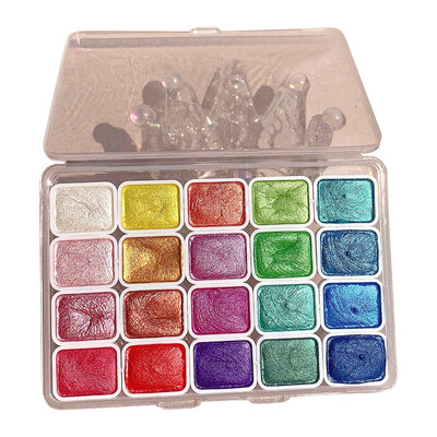 20 boja, 3 ml jednobojni set akvarelnih pigmenata, zlatni, srebrni prah, mineralni biserni pigment, svjetlucavi metalik, set umjetničkih akvarelnih boja
