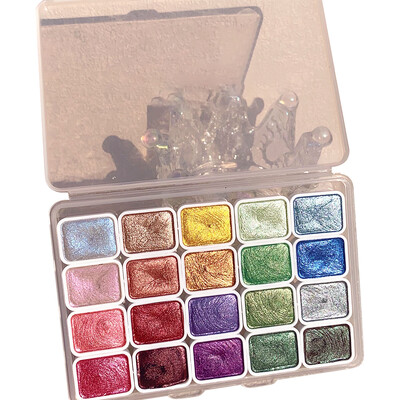 20 boja, 3 ml jednobojni set akvarelnih pigmenata, zlatni, srebrni prah, mineralni biserni pigment, svjetlucavi metalik, set umjetničkih akvarelnih boja