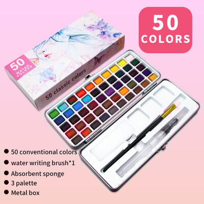 Profesionálna sada farieb 50/72/90 farieb, sada pevných akvarelových farieb, základná neónová trblietavá akvarelová farba na kreslenie, umelecké farby, dodávka farieb