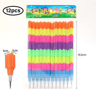 12 buc./set Kawaii din plastic, creion pentru blocuri de construcții, pentru copii, elev, desen, pictură, creioane din lemn, furnituri de papetărie