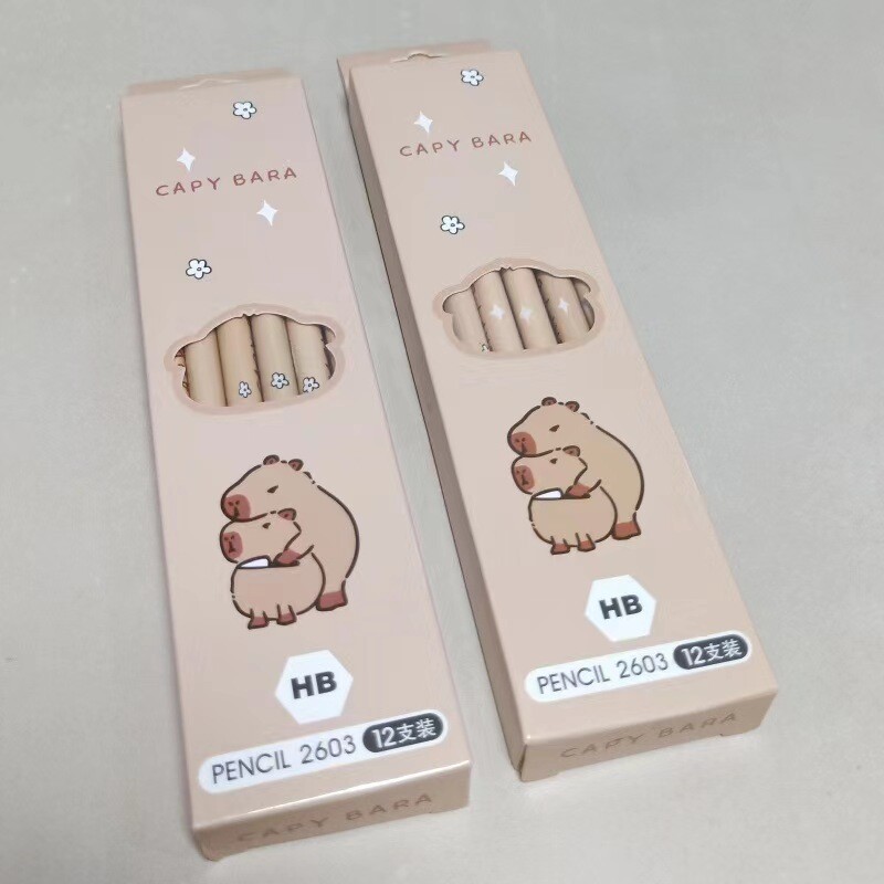 12vnt. / Dėžutė Animacinis filmas Kapybara Eskizas Pieštukas Mediniai Švino pieštukai HB Pieštukas Vaikams Piešimo Pieštukas Mokykla Rašymas Kanceliarinės Dovanos