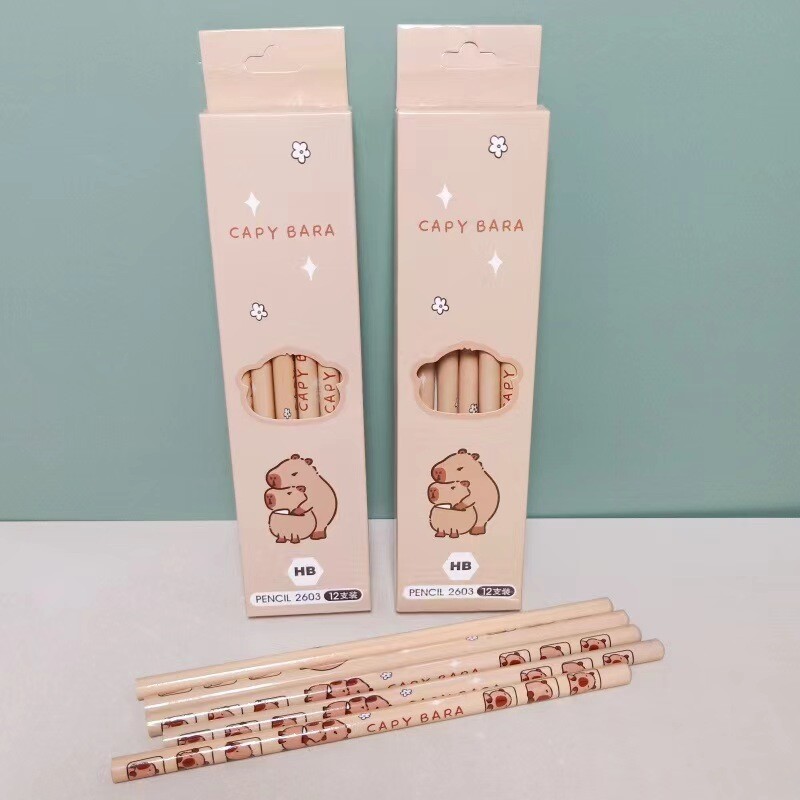 12vnt. / Dėžutė Animacinis filmas Kapybara Eskizas Pieštukas Mediniai Švino pieštukai HB Pieštukas Vaikams Piešimo Pieštukas Mokykla Rašymas Kanceliarinės Dovanos