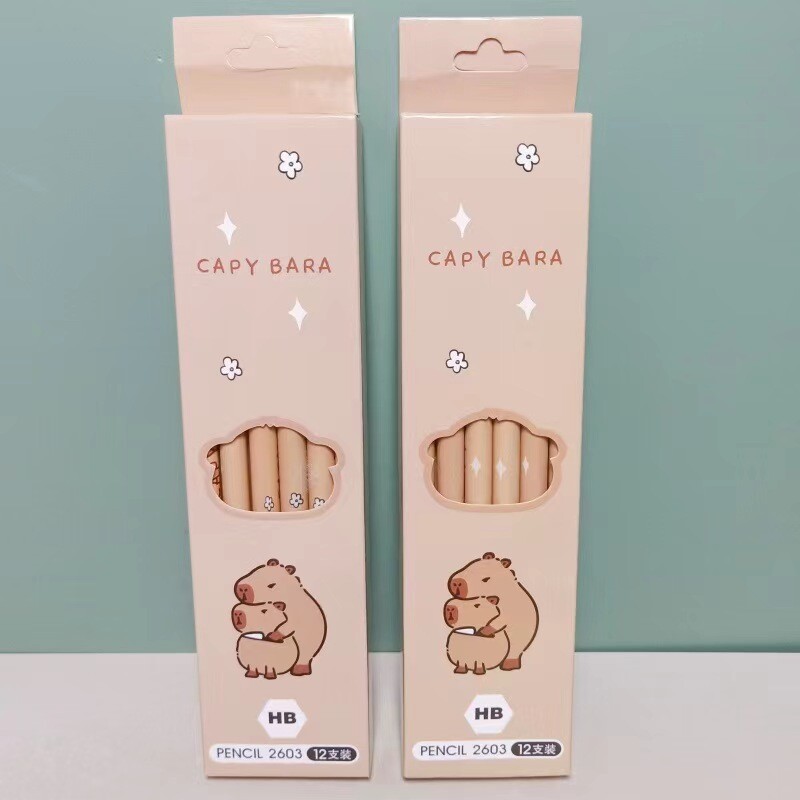 12vnt. / Dėžutė Animacinis filmas Kapybara Eskizas Pieštukas Mediniai Švino pieštukai HB Pieštukas Vaikams Piešimo Pieštukas Mokykla Rašymas Kanceliarinės Dovanos