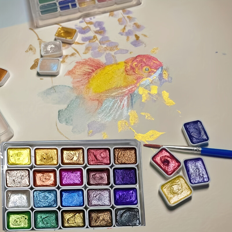 20 spalvų 0.03oz Solid Pearlescent akvarelinių dažų rinkinys Chameleon Glitter Pigment Student akvarelės tapyba Nail Deco Art Pain