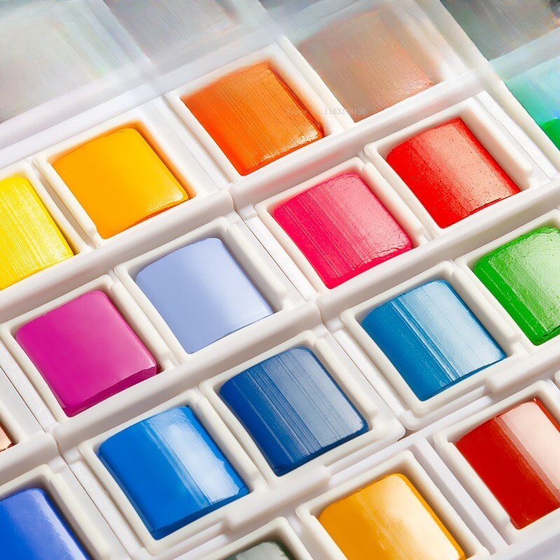 48 värviga ühevärvilised akvarellvärvid kunsti maalimistööriistade komplekt algajatele käsitsi maalitud akvarellide loomispalett Vesivärvi tarvikud