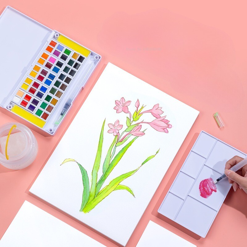 48 värviga ühevärvilised akvarellvärvid kunsti maalimistööriistade komplekt algajatele käsitsi maalitud akvarellide loomispalett Vesivärvi tarvikud