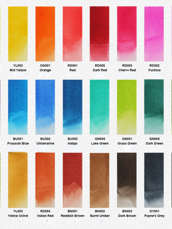 Set portabil de vopsea acuarelă solidă, cutie de vopsea de calitate profesională pentru artă, perie de tonifiere, materiale pentru schițe în aer liber pentru studenți