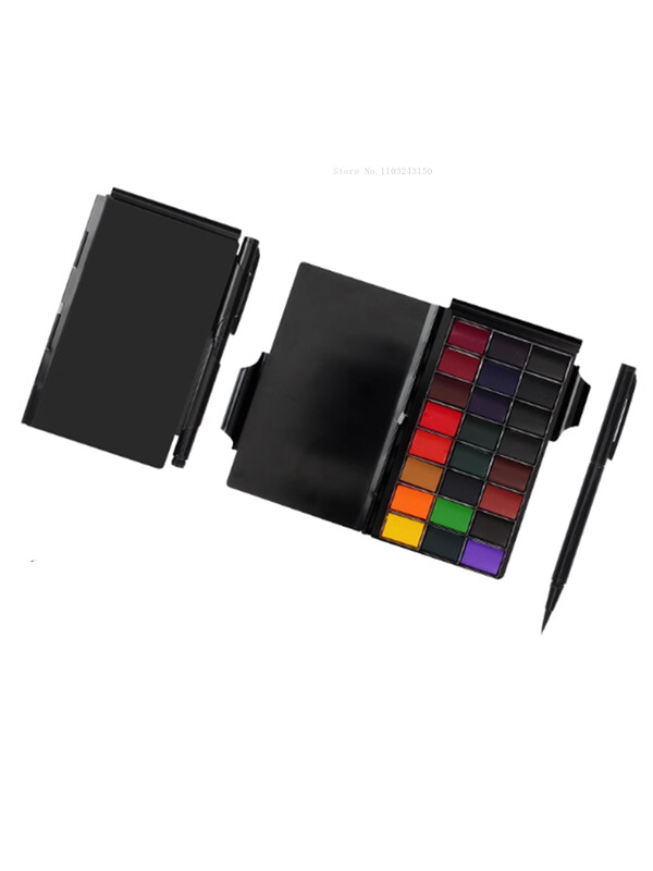 Set portabil de vopsea acuarelă solidă, cutie de vopsea de calitate profesională pentru artă, perie de tonifiere, materiale pentru schițe în aer liber pentru studenți