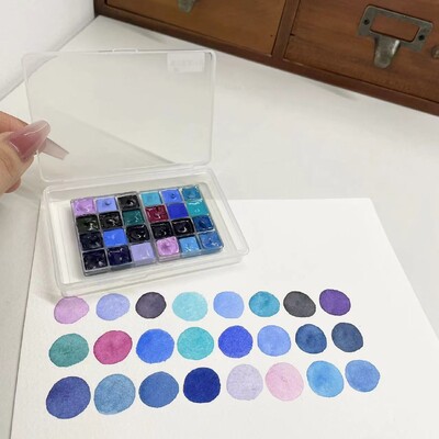 Rubensi taevasinine lilla 24 värvi ühevärviline akvarellpigmendi alampakett Akvarellmaali meister käsiraamatu illustratsiooni kujundus