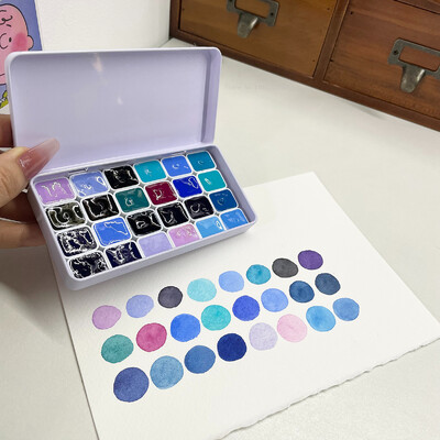 Rubensi taevasinine lilla 24 värvi ühevärviline akvarellpigmendi alampakett Akvarellmaali meister käsiraamatu illustratsiooni kujundus