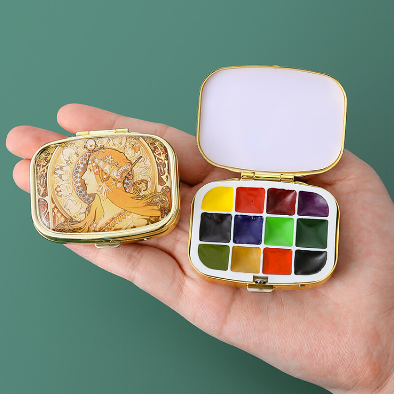 Nešiojamas 12 spalvų Schmincke akvarelinių dažų dėžutės rinkinys Akvarelės subpaketas Studentų eskizų piešimui kelionėms meno reikmenys