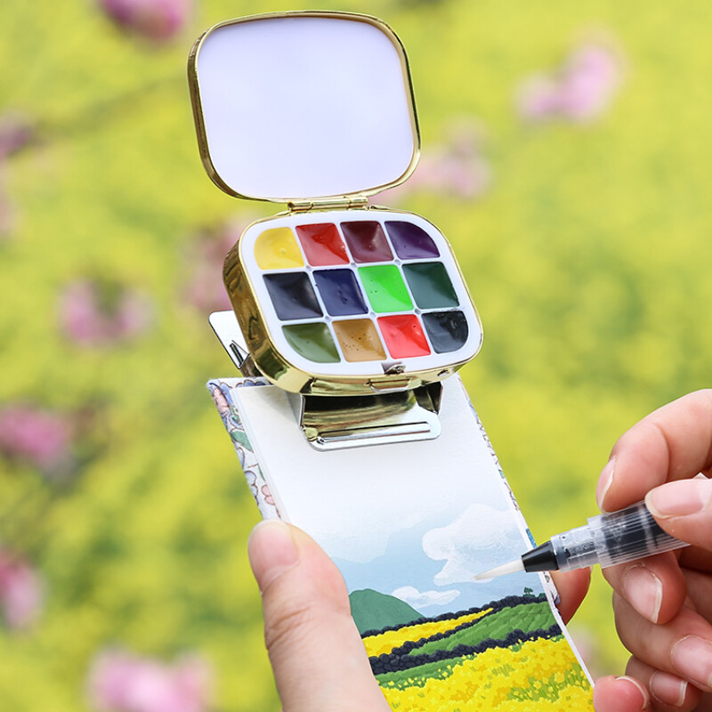 Nešiojamas 12 spalvų Schmincke akvarelinių dažų dėžutės rinkinys Akvarelės subpaketas Studentų eskizų piešimui kelionėms meno reikmenys