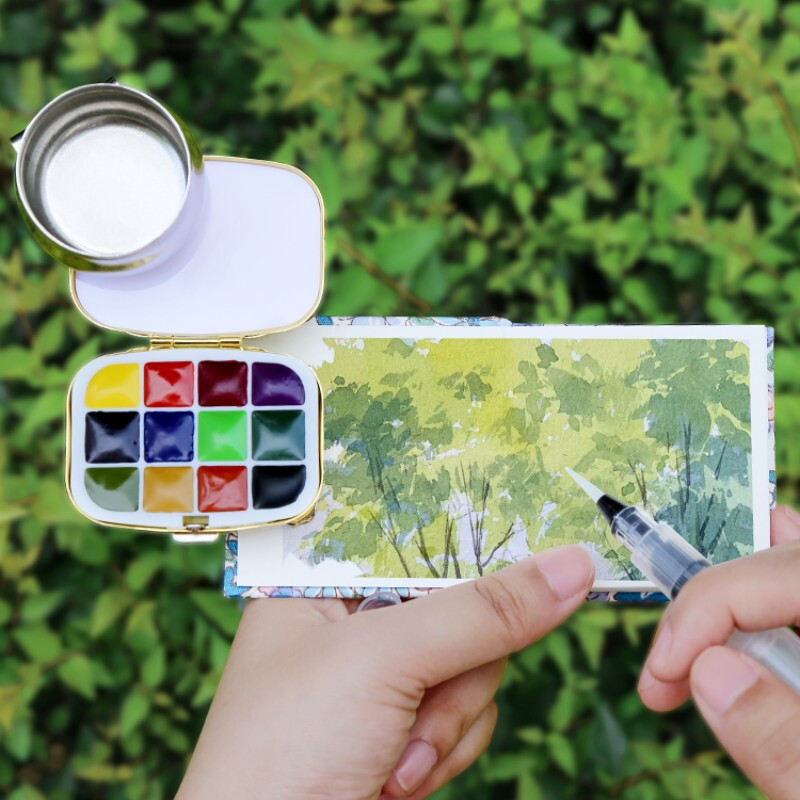 Nešiojamas 12 spalvų Schmincke akvarelinių dažų dėžutės rinkinys Akvarelės subpaketas Studentų eskizų piešimui kelionėms meno reikmenys