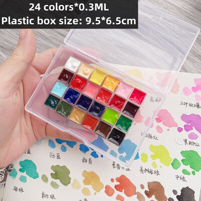 Japonija GEKKOSO Moonlight Village permatomų akvarelinių dažų 24 spalvų Macaron senovinio stiliaus akvarelės meno reikmenys