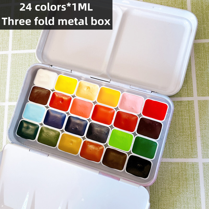 Japonija GEKKOSO Moonlight Village permatomų akvarelinių dažų 24 spalvų Macaron senovinio stiliaus akvarelės meno reikmenys