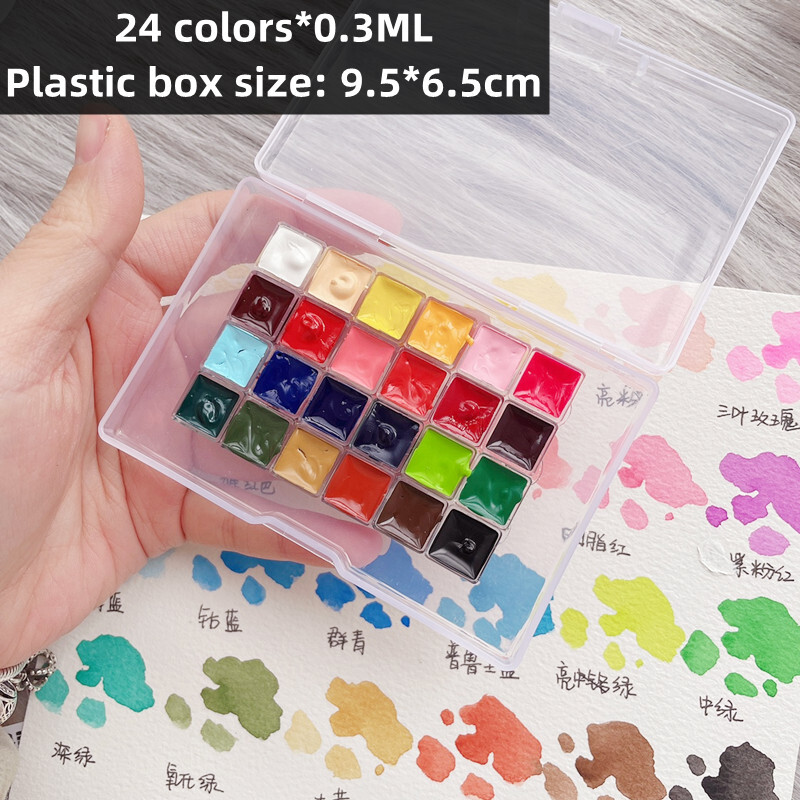 Japonija GEKKOSO Moonlight Village permatomų akvarelinių dažų 24 spalvų Macaron senovinio stiliaus akvarelės meno reikmenys