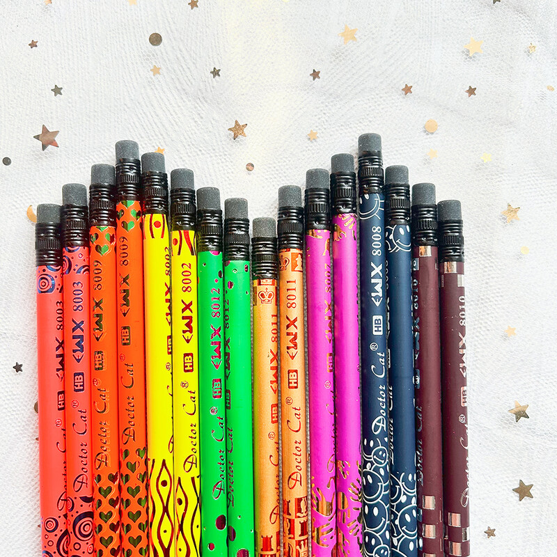 8 vnt Novelty Kawaii Black Wood Eraser Pieštuko raštinės reikmenys Mieli mokykliniai daiktai HB pieštukas rašymui Piešimas Vaikų prizai