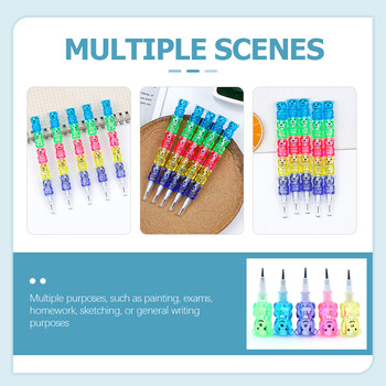 Ciieeo Stackable Plastic Bear Pencils For Children - 10Pcs Colored Pencils For Children For Children for Birthday Beauty