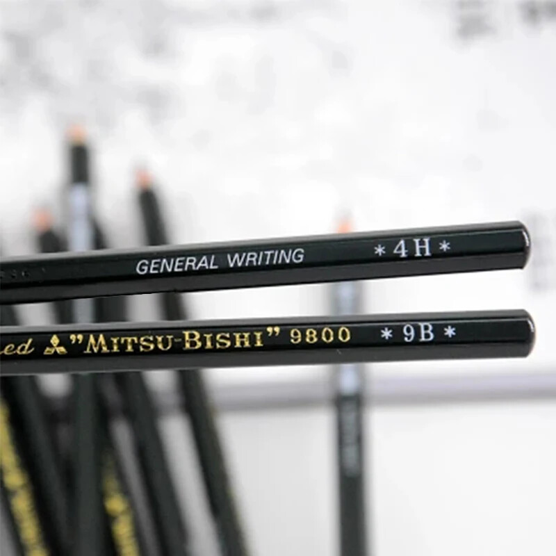 2tk UNI MITSUBISHI pliiats 9800 testkaardi joonistuspliiatsid Professionaalse kunsti visandipliiats
