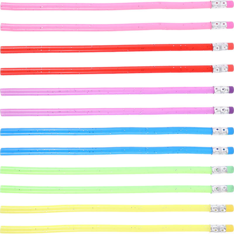 12 buc. Creion flexibil indoit din PVC verde cu gumă de șters (culoare aleatorie)