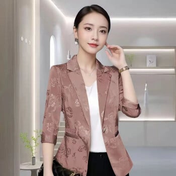 2024 Jacquard Small Blazer Γυναικείο κοστούμι άνοιξης και φθινοπώρου Slim Temperament Plus μέγεθος τριών τετάρτων μανίκι Επαγγελματικό γυναικείο κοστούμι