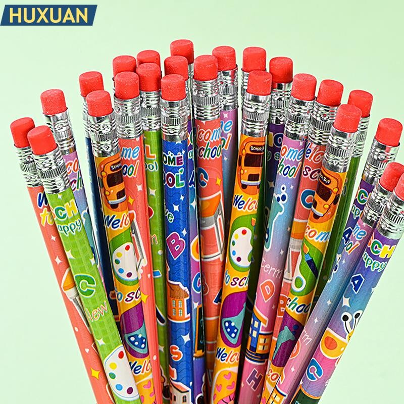 12 vnt HB mediniai pieštukų segtukai su trintuku, skirti studentams vaikams, piešiantiems lapizą mokyklinėms raštinės reikmenims rašyti