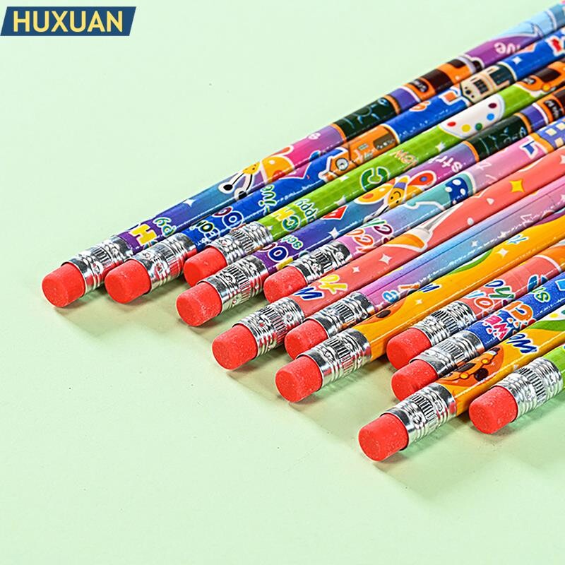 12 vnt HB mediniai pieštukų segtukai su trintuku, skirti studentams vaikams, piešiantiems lapizą mokyklinėms raštinės reikmenims rašyti