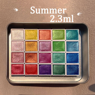 Kunstitarvikud Kaasaskantavad 20 värvi tahked akvarellid pärlmuttervärvid küünekunsti akvarellikomplekt pigment metallist sädelev Acuarela